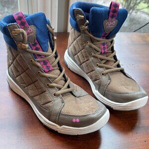 Ryka Aurora Beige Quilted Lace Up Boots